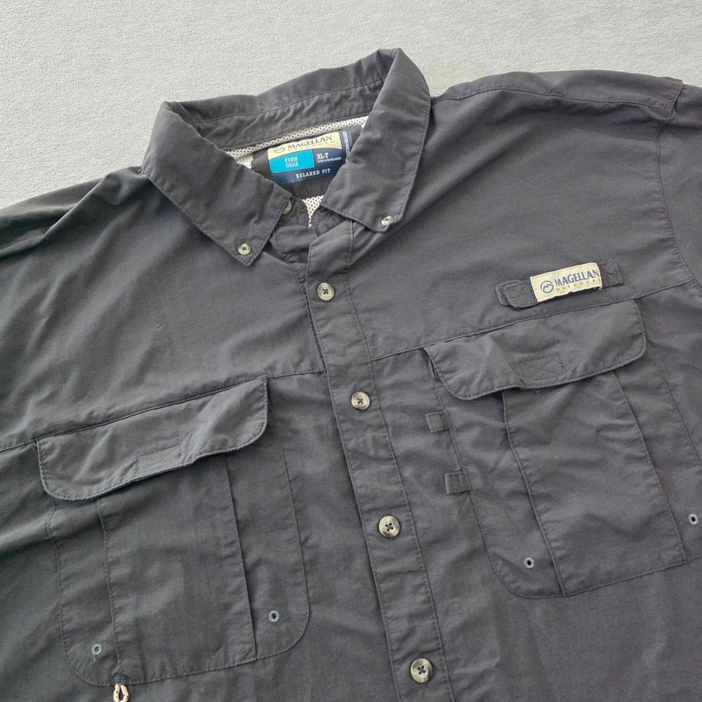 Magellan Outdoors Fish Gear Black Fishing Shirt Mens XL Tall Short Sleeve XLT